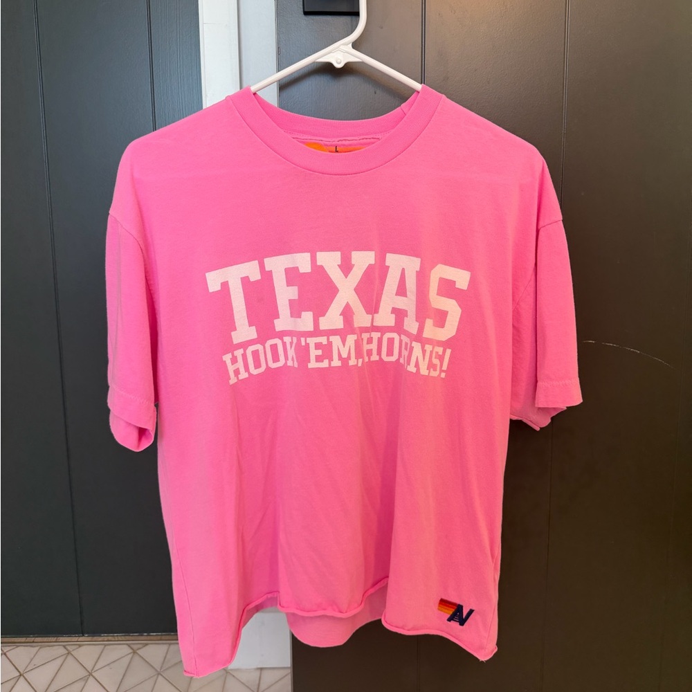 Aviator Nation Women's Pink Texas Longhorns Bolt Cropped Tri-Blend T-Shirt